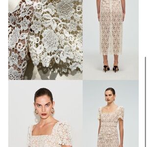 Self Portrait Ivory Guipure Fitted Midi Dress
Size 4